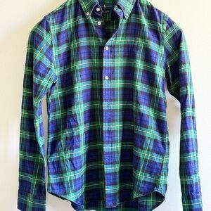 Ralph Lauren Classic Fit Plaid Green and Blue Men's Long Sleeve Shirt